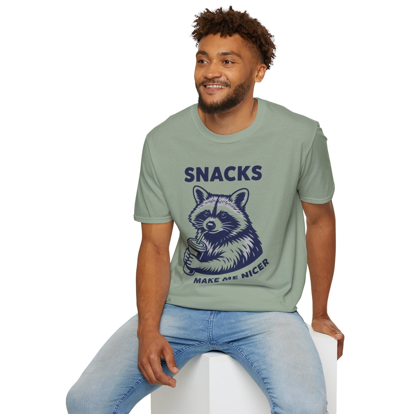 Snacks Raccoon T-Shirt — Cute Vintage Raccoon Eating Snacks Graphic Tee