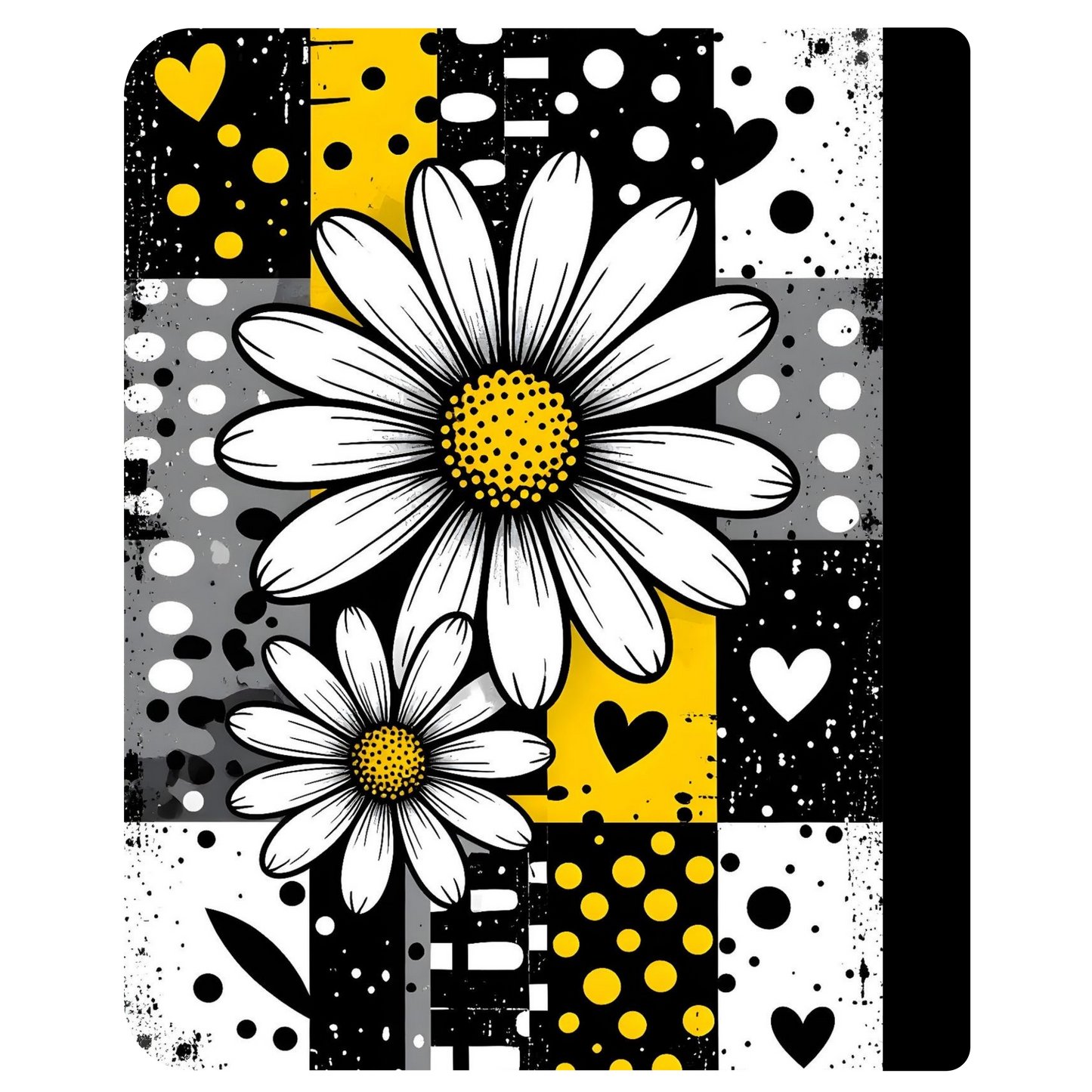 Black & Yellow Daisy Notebook Cover