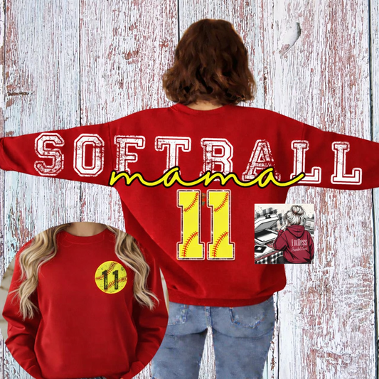 Custom Softball Mama Crewneck Sweatshirt