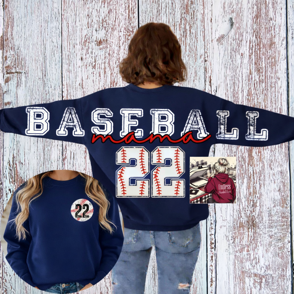 Custom Baseball Mama Crewneck Sweatshirt