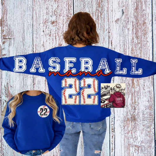 Custom Baseball Mama Crewneck Sweatshirt