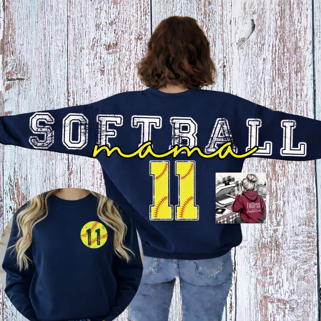 Custom Softball Mama Crewneck Sweatshirt
