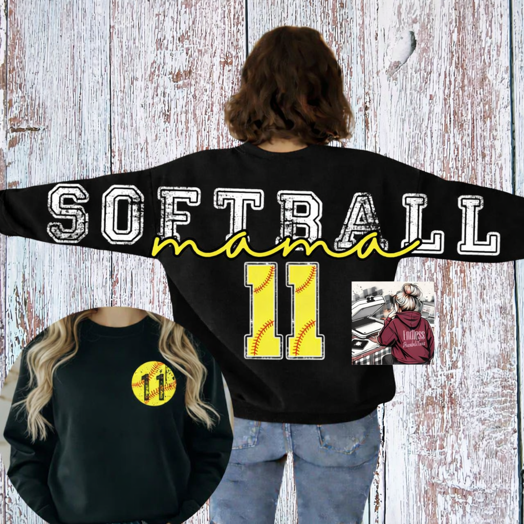Custom Softball Mama Crewneck Sweatshirt