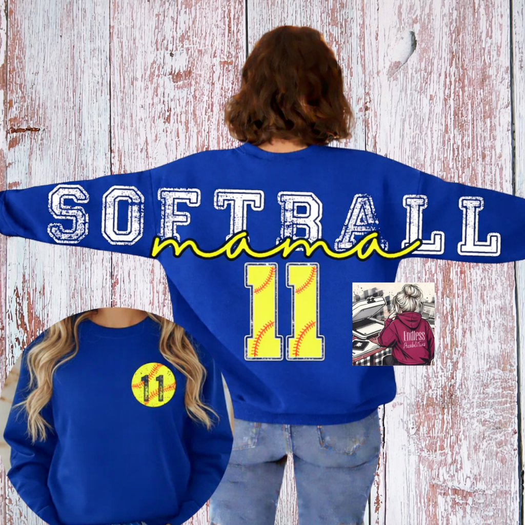 Custom Softball Mama Crewneck Sweatshirt