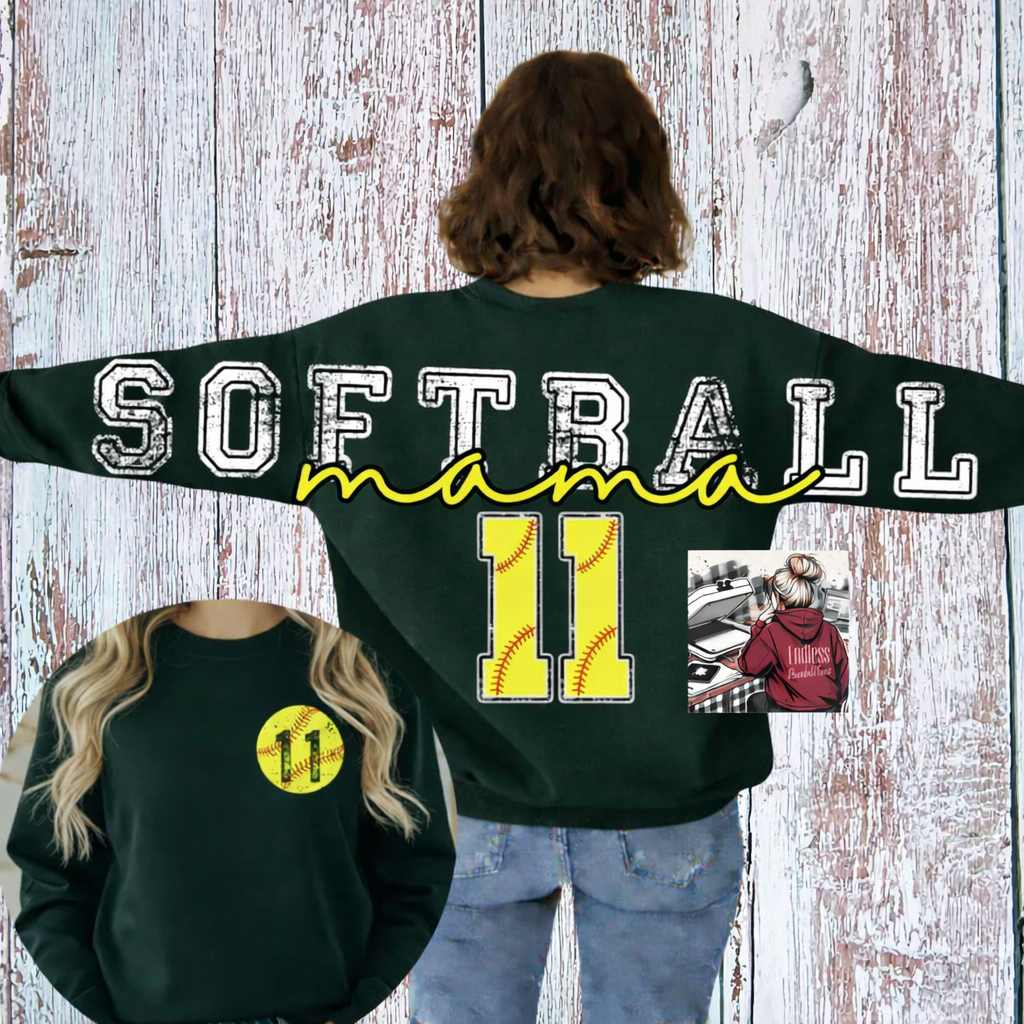 Custom Softball Mama Crewneck Sweatshirt