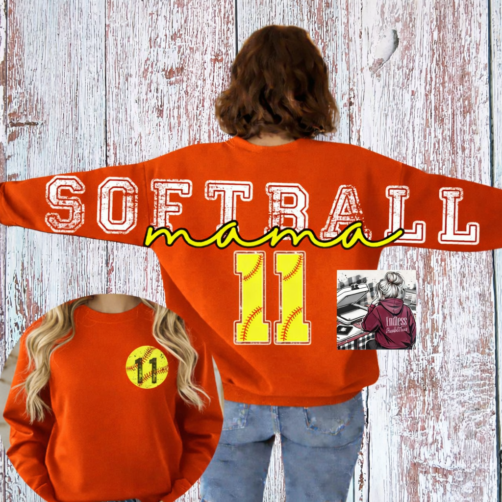 Custom Softball Mama Crewneck Sweatshirt