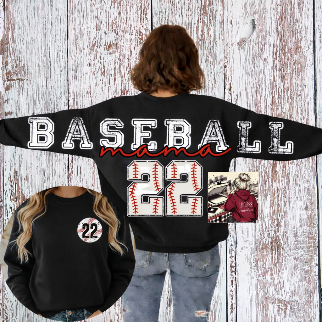 Custom Baseball Mama Crewneck Sweatshirt