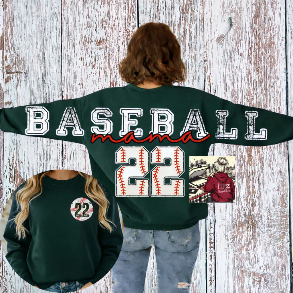 Custom Baseball Mama Crewneck Sweatshirt
