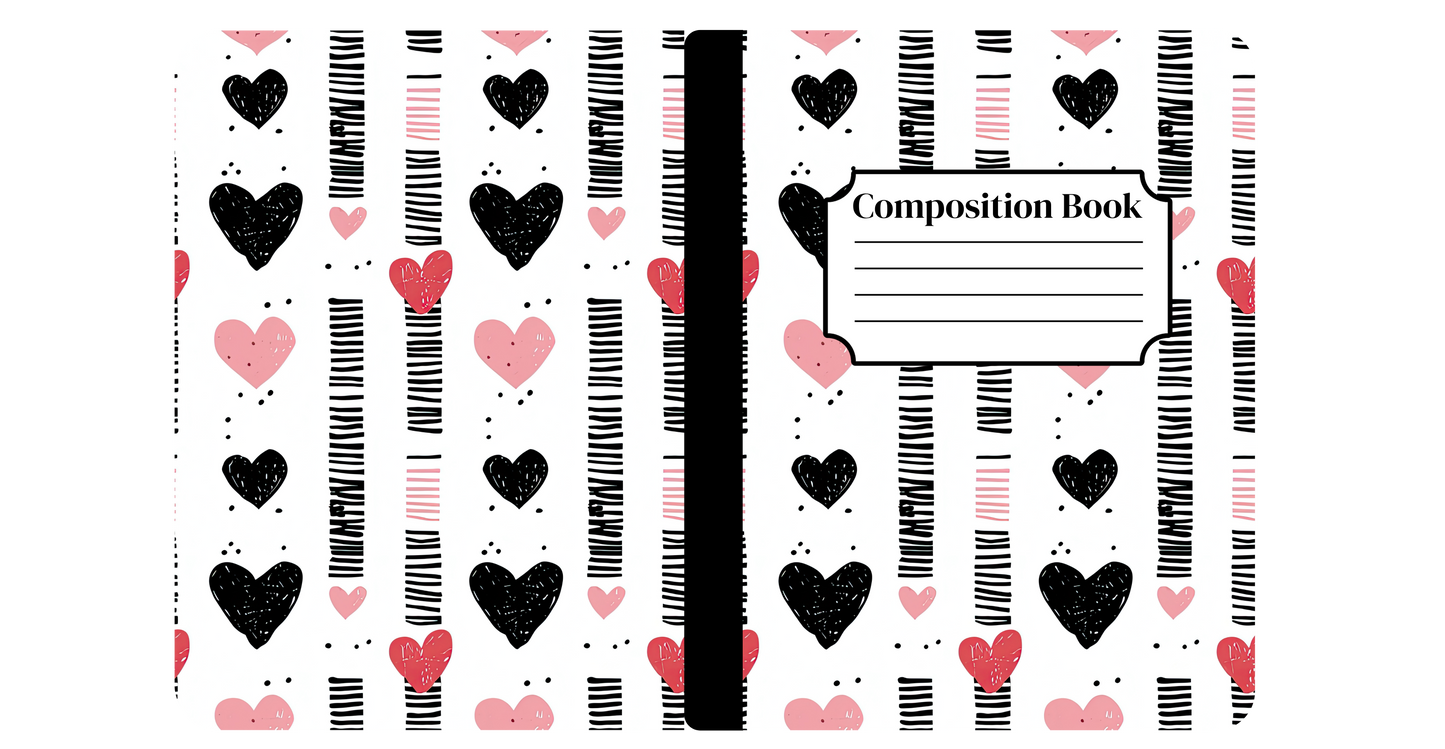 Pink & Black Hearts Notebook Cover