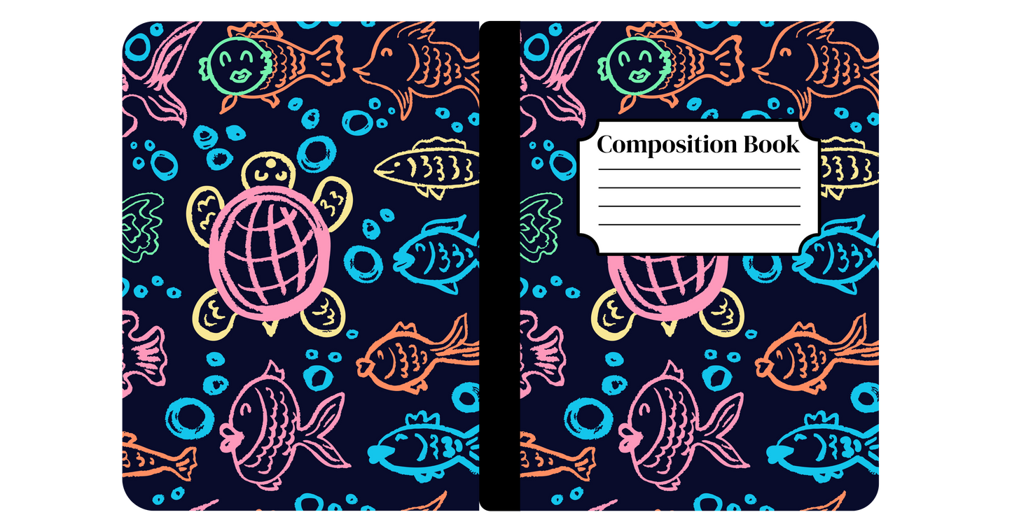 Neon Ocean Doodles Notebook Cover