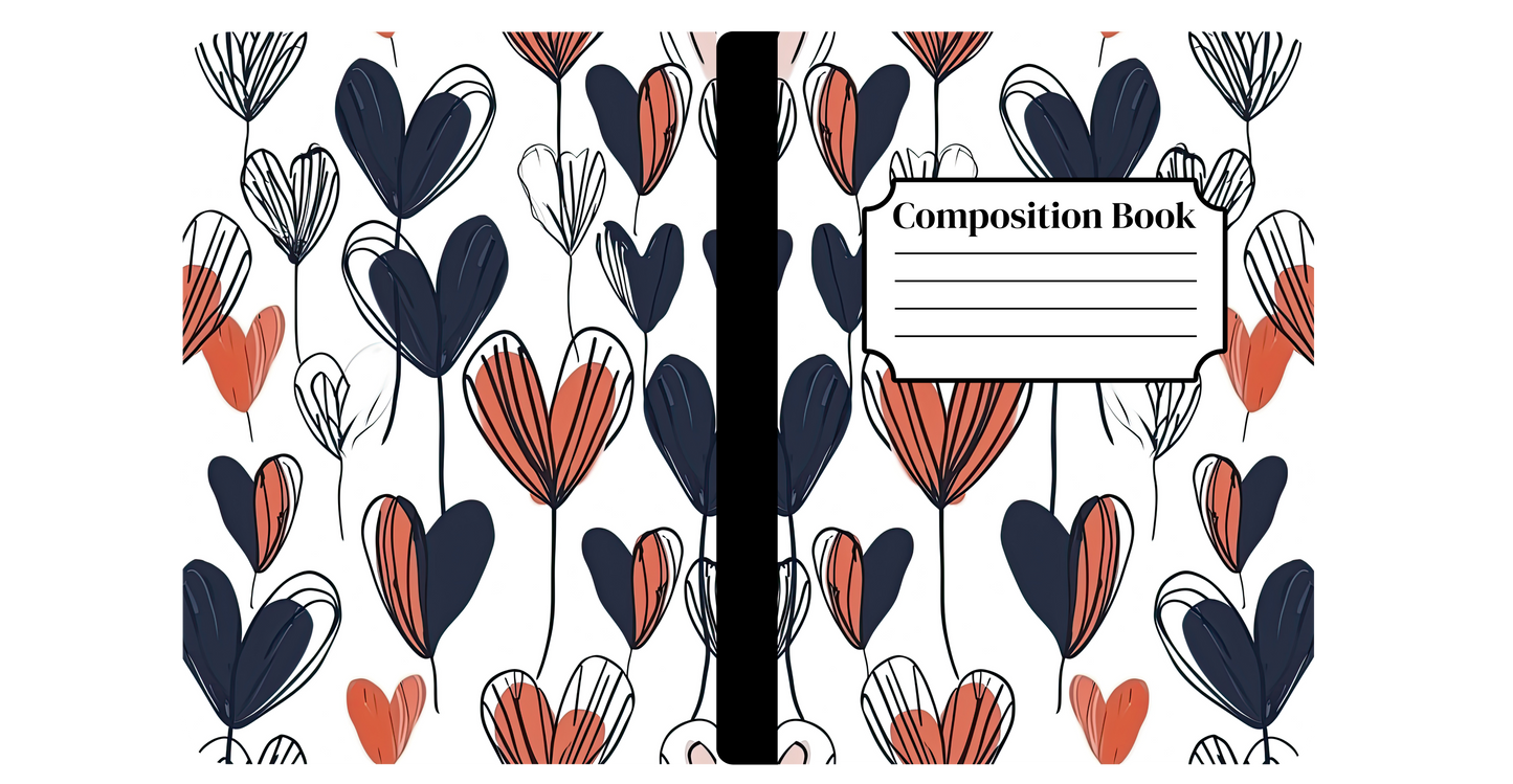 Navy & Coral Heart Notebook Cover