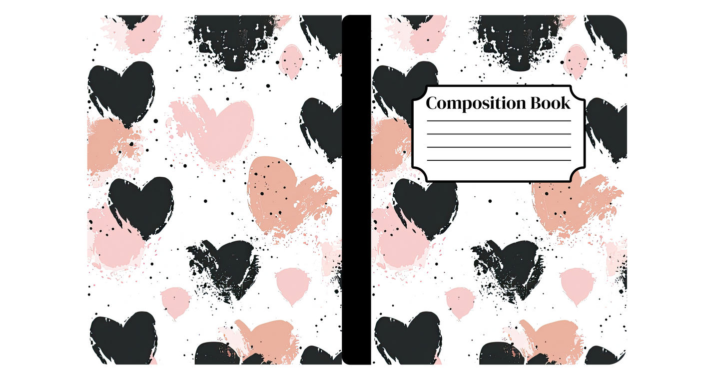 Blush Pink & Black Hearts Notebook Cover