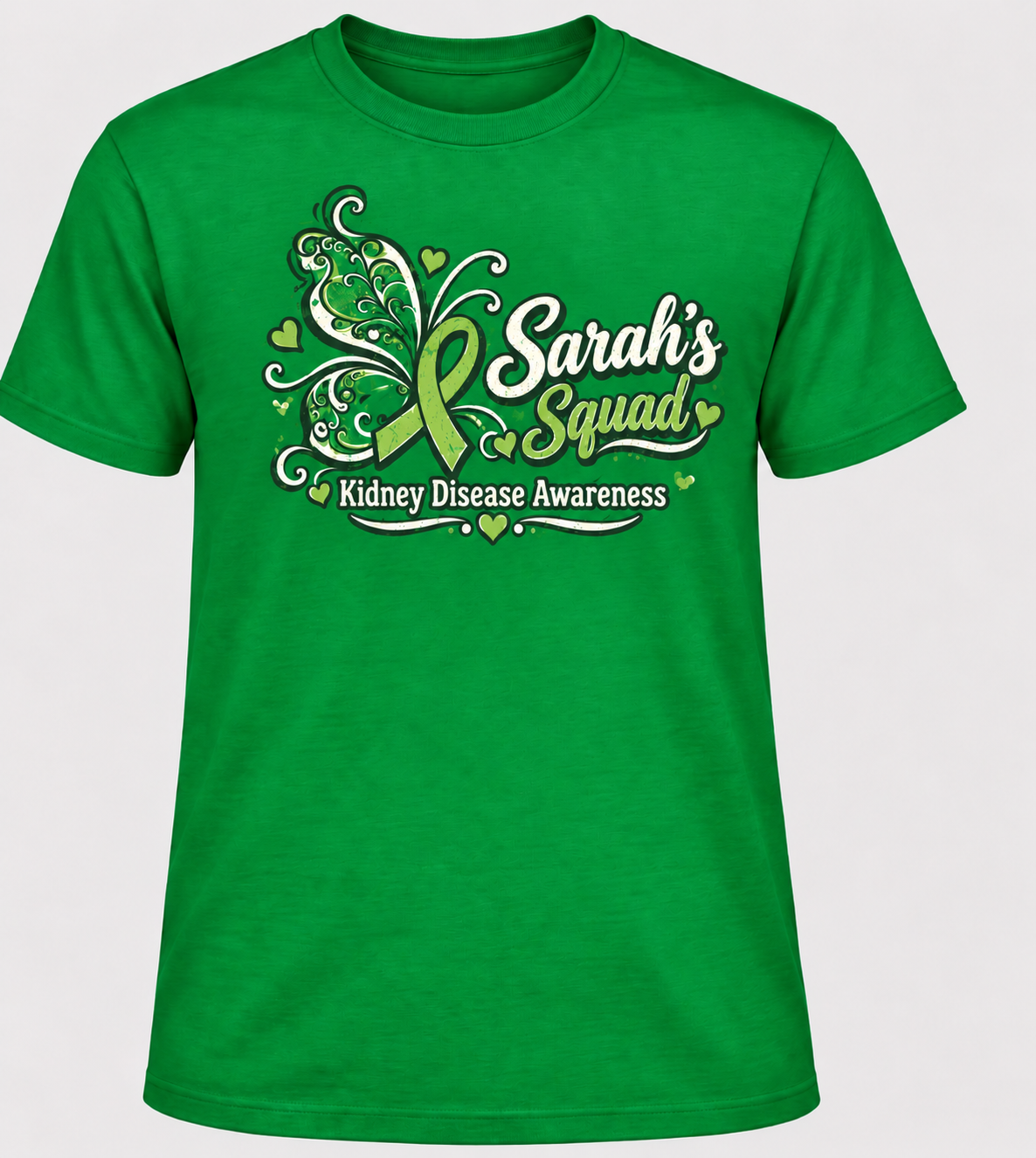 Sarah’s Squad Kidney Disease Awareness T-Shirt | Green Ribbon Support Tee