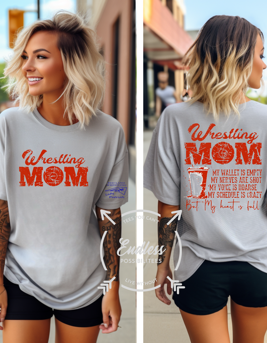 My Heart is Full Wrestling Mom Red Decal Shirt