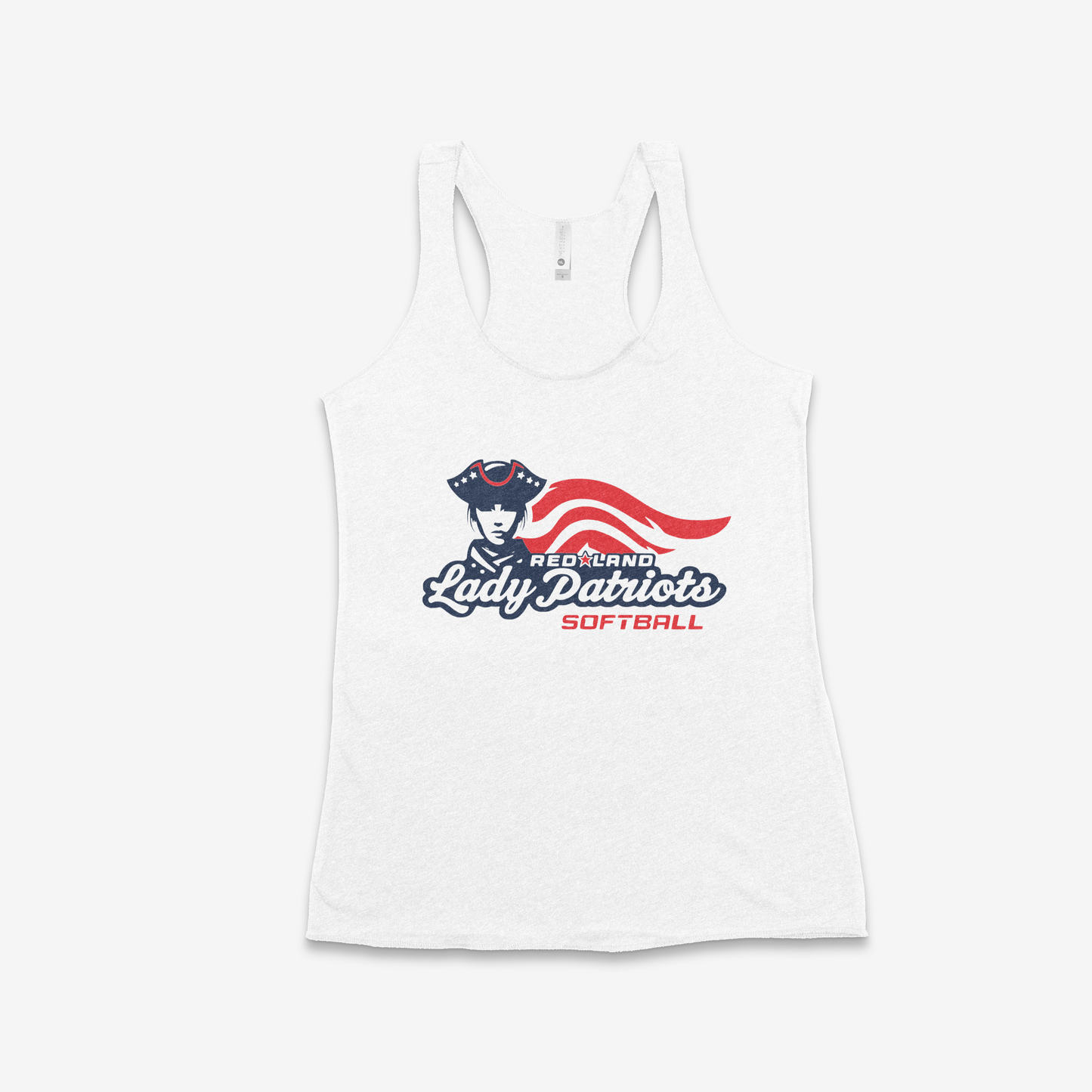 Red Land Lady Patriots Softball Logo Women's Racerback Tank