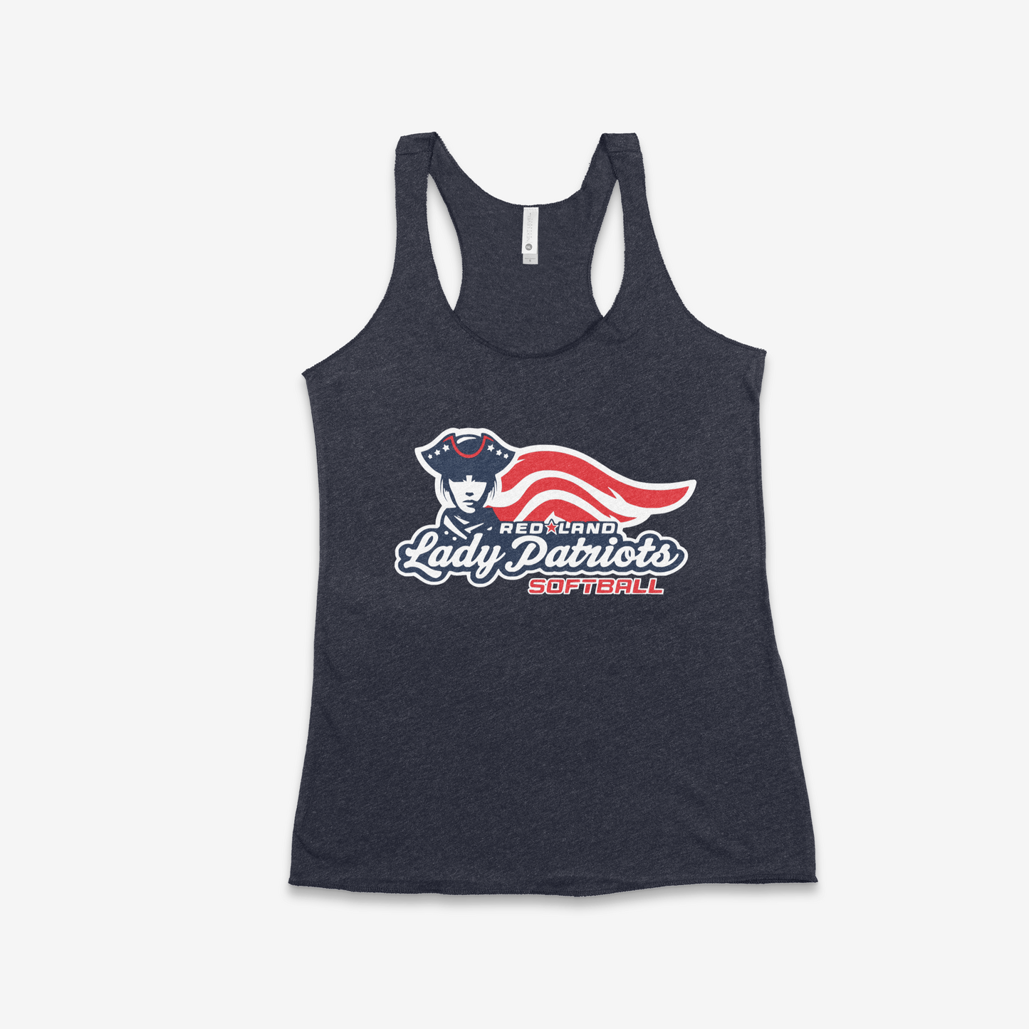Red Land Lady Patriots Softball Logo Women's Racerback Tank
