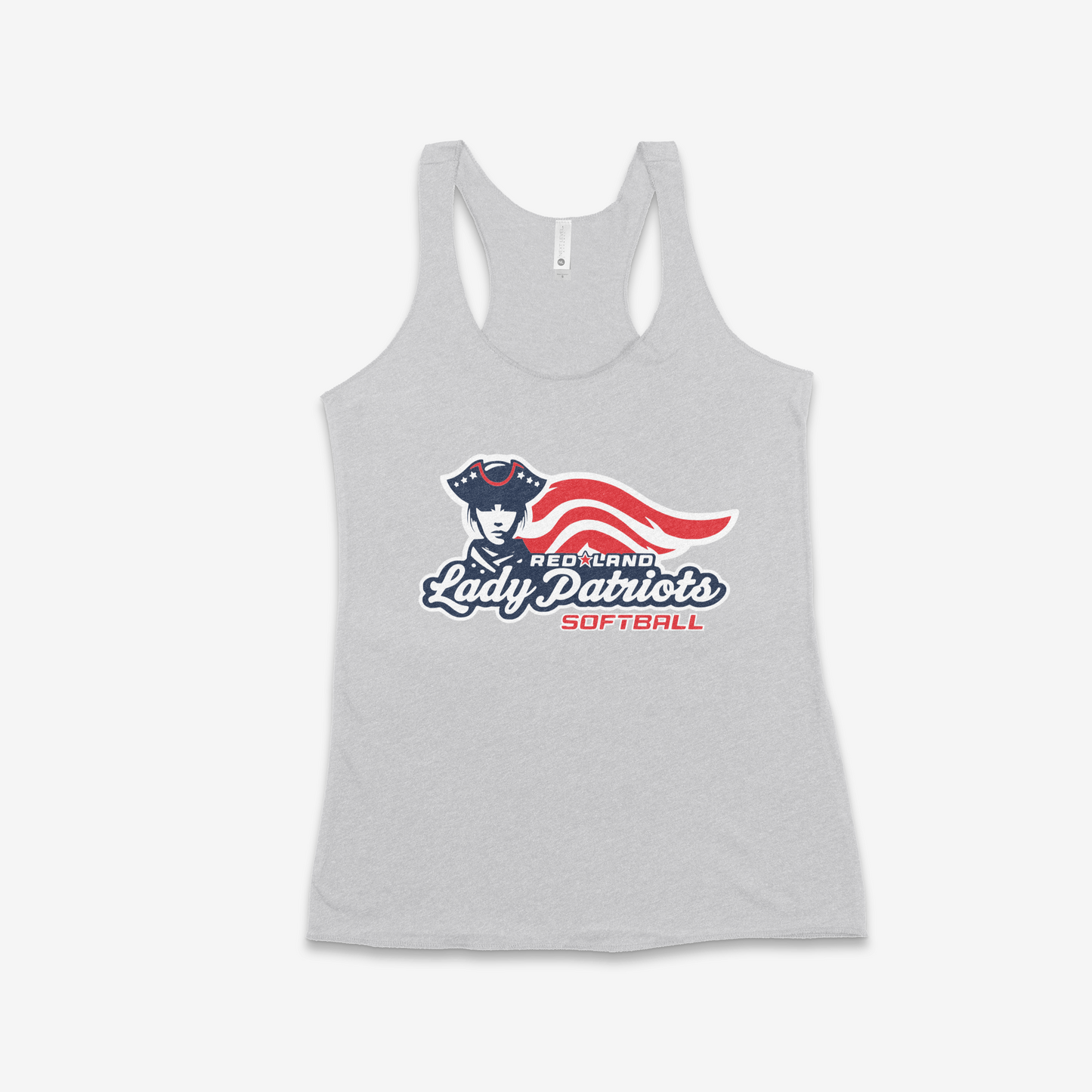 Red Land Lady Patriots Softball Logo Women's Racerback Tank