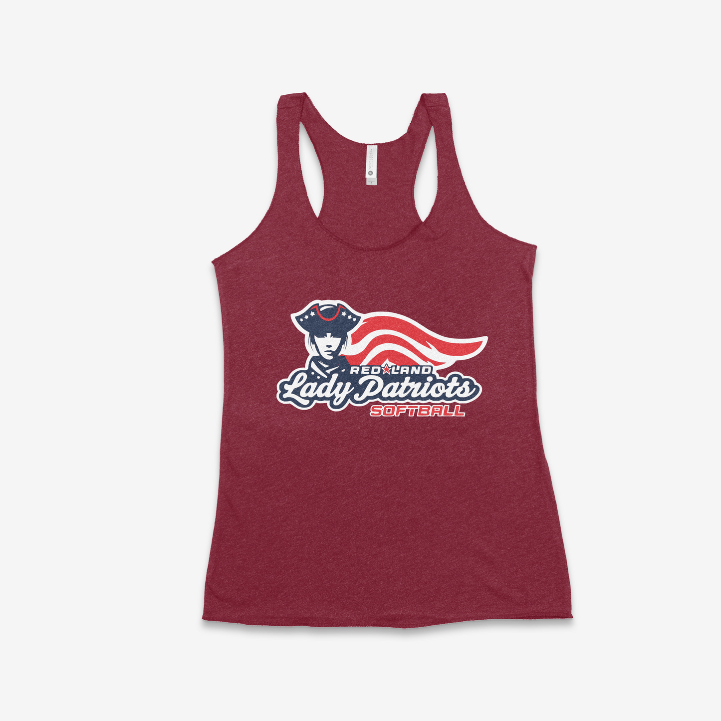 Red Land Lady Patriots Softball Logo Women's Racerback Tank