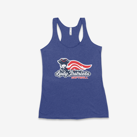 Red Land Lady Patriots Softball Logo Women's Racerback Tank