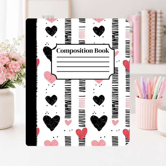 Pink & Black Hearts Notebook Cover
