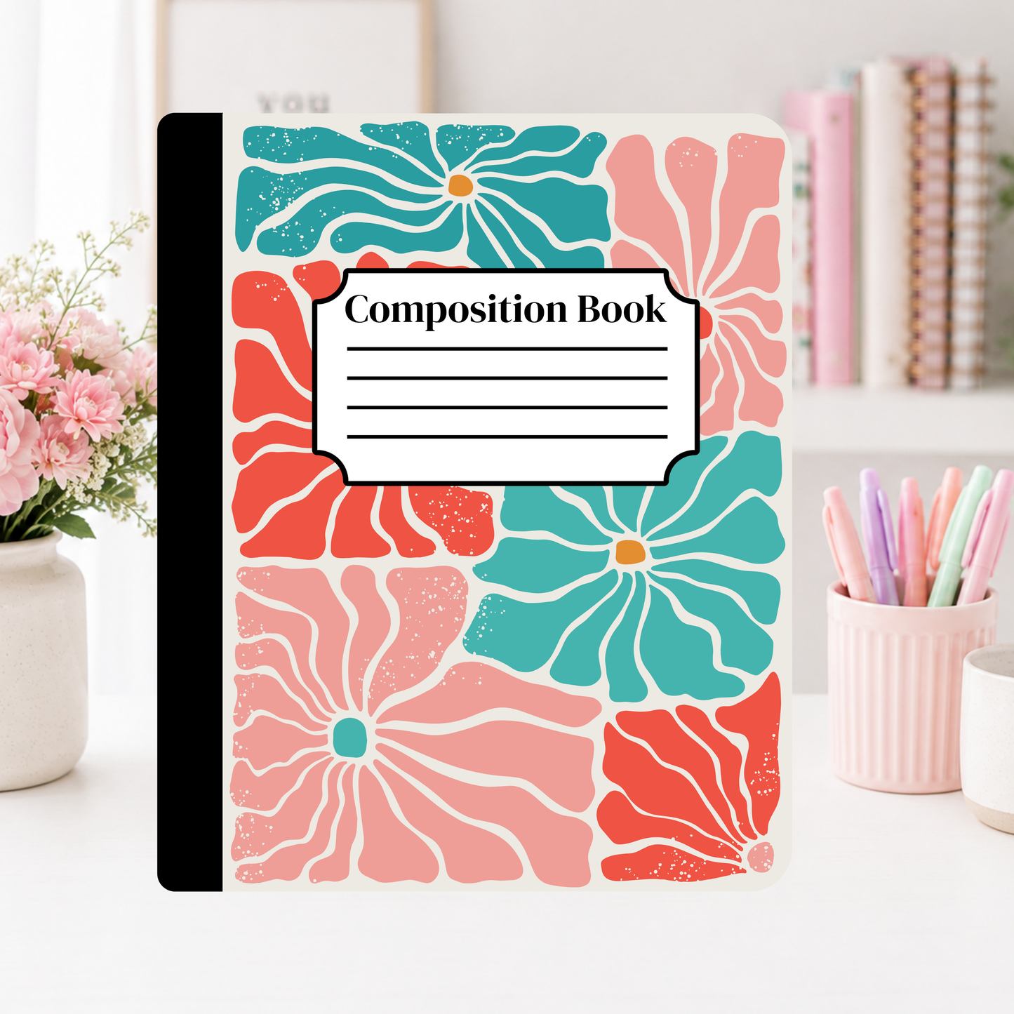 Retro Tropical Flowers Notebook Cover