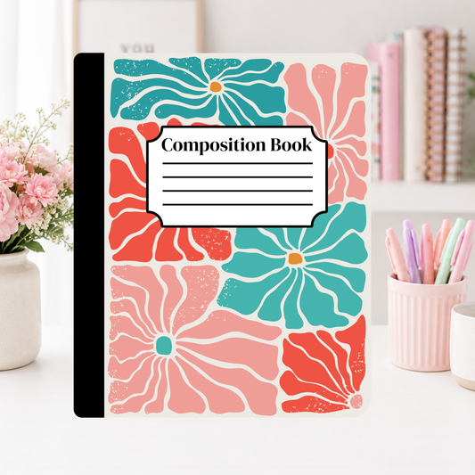 Retro Tropical Flowers Notebook Cover