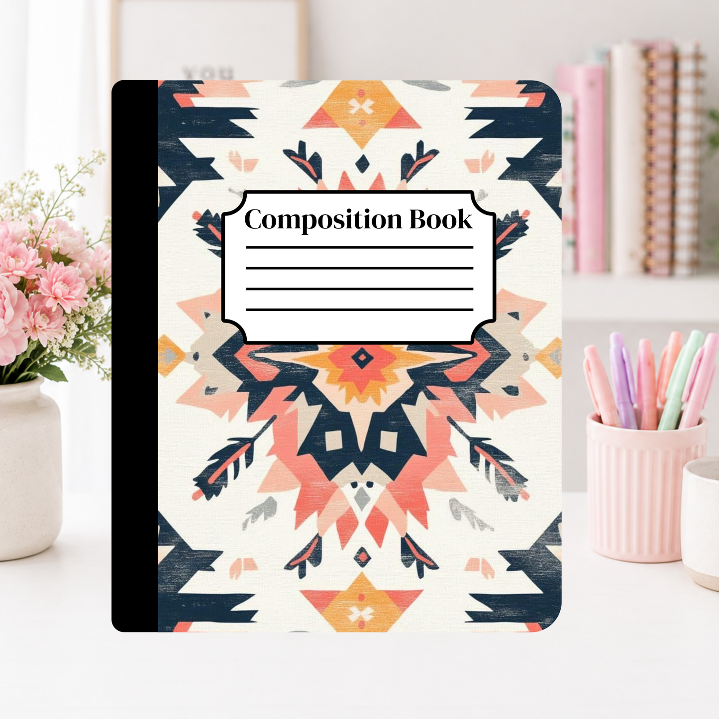 Coral Aztec Notebook Cover