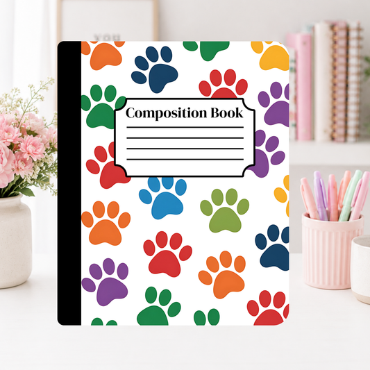 Rainbow Paw Prints Notebook Cover