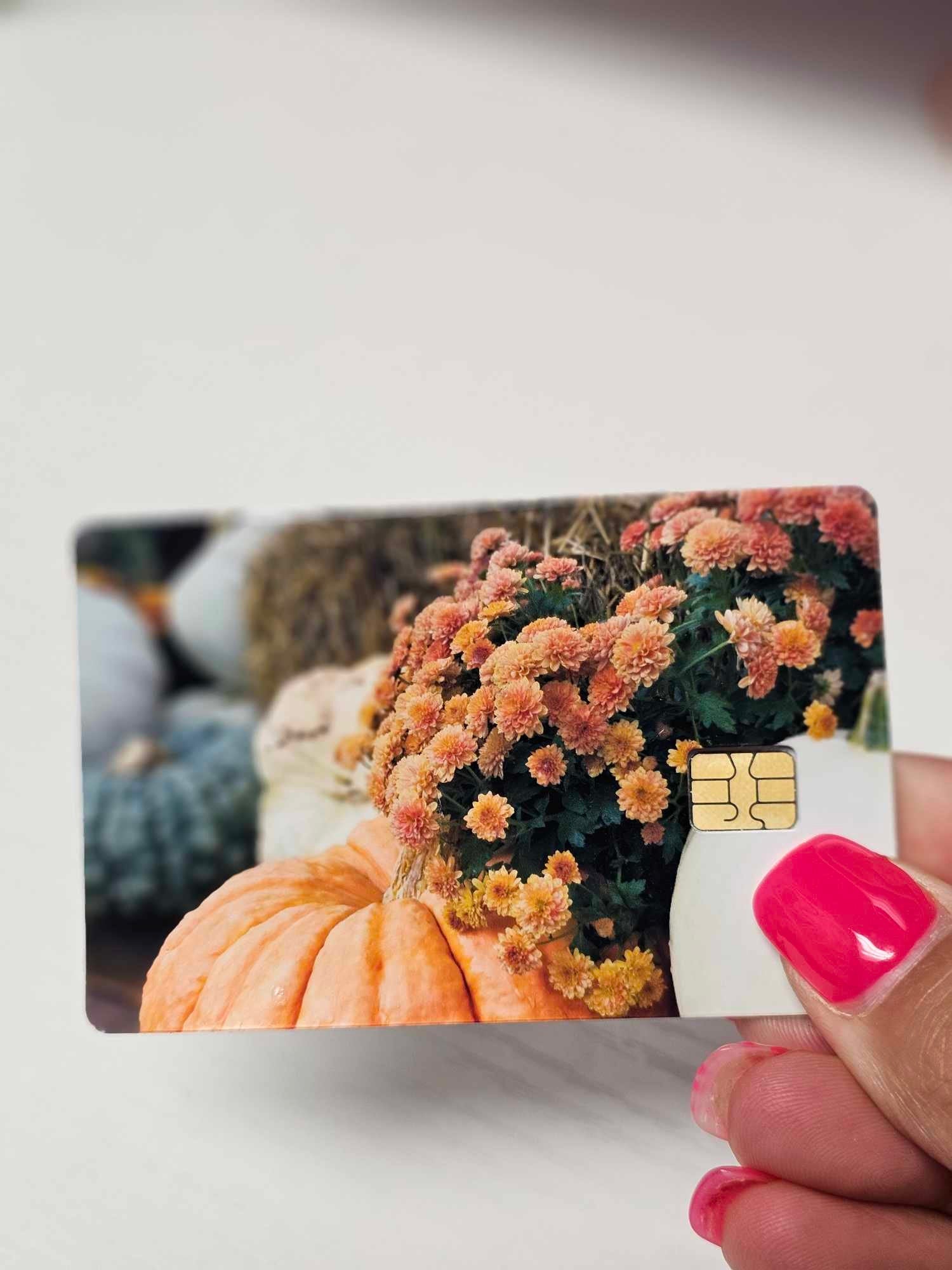 Fall Pumpkins and Mums Credit Card Skin